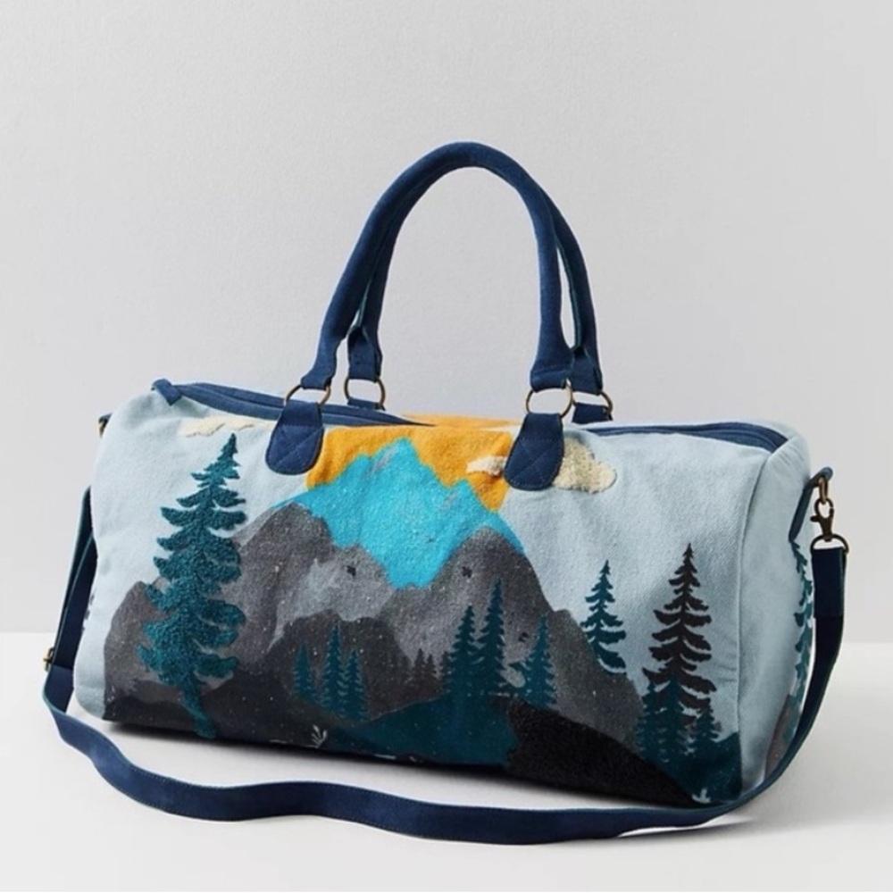 Free People Blue and Gray Travel Bag